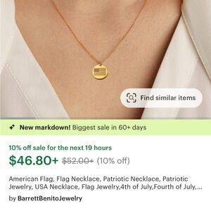 925 Sterling Silver American Flag Necklace. 14” length.